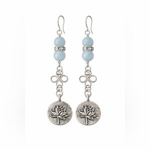 Lotus Rising Aquamarine Gemstone Earrings – Artisan Silver Drop